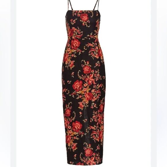 NEW Reformation Frankie Linen in Admire Black Red Floral 2 NEW $248 - Picture 9 of 11